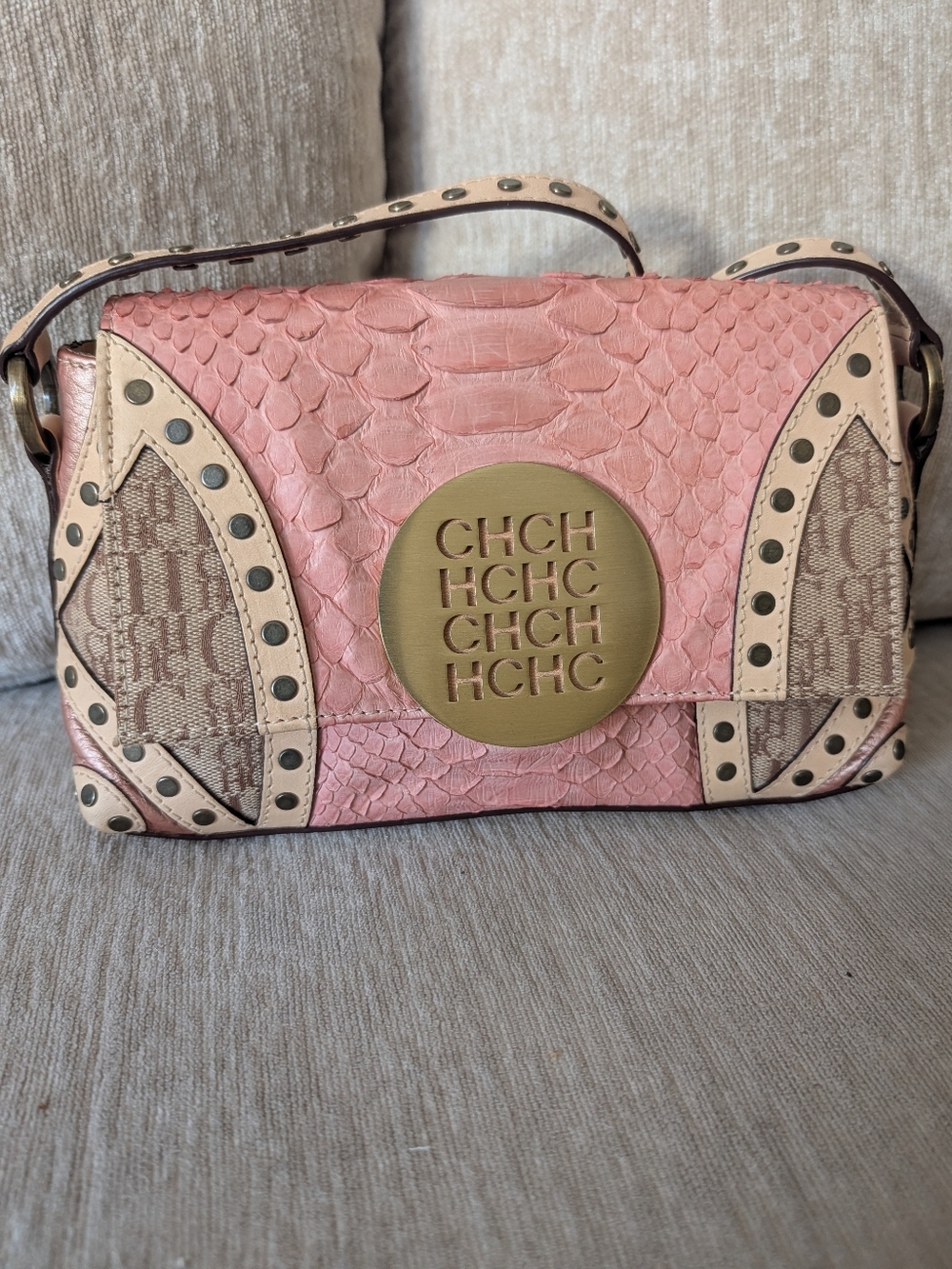 Carolina Herrera Pink Python Bag